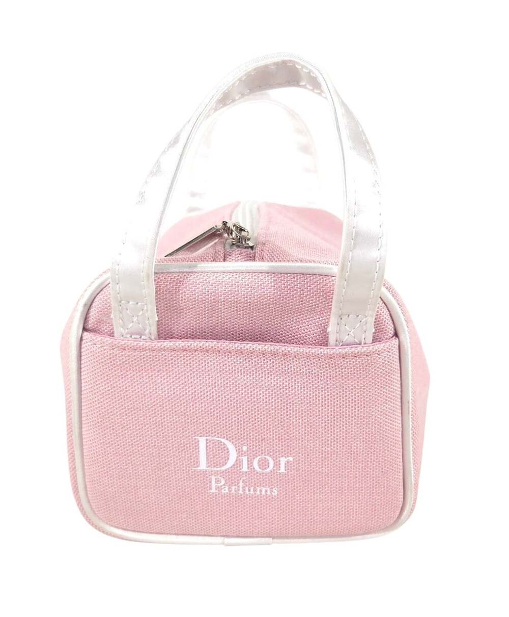 Dior Parfums Cosmetic Bag Pink Canvas Vanity Handle GWP F092177304 $50